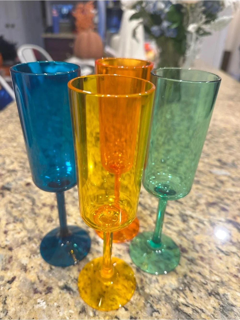 Target Multicolor Acrylic Champagne Flutes - Blue, Yellow, Orange, Green